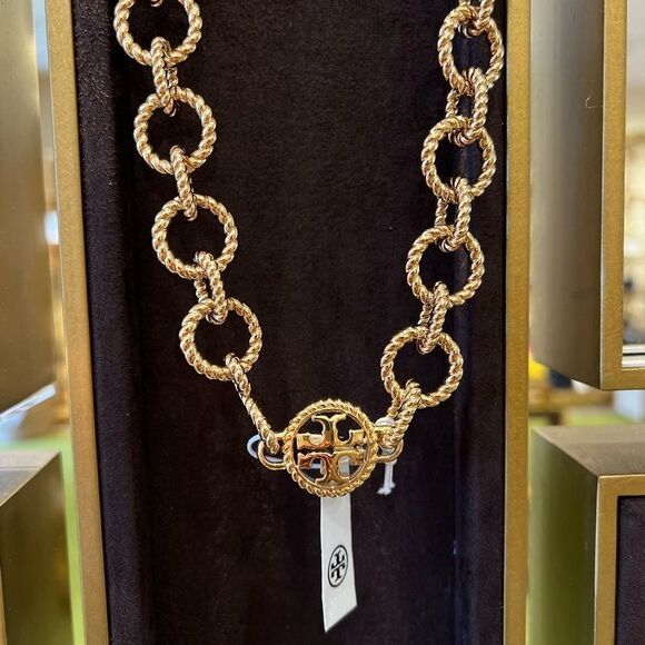 Tory Burch Textured Rope Necklace, Gold, Style 137691, RETAIL $278 - Picture 4 of 9